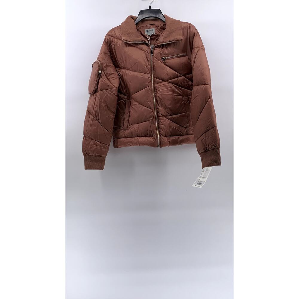 BERNIE BERNARDO Women's Rich Copper Zip-Up Stand Collar Puffer Jacket SZ S